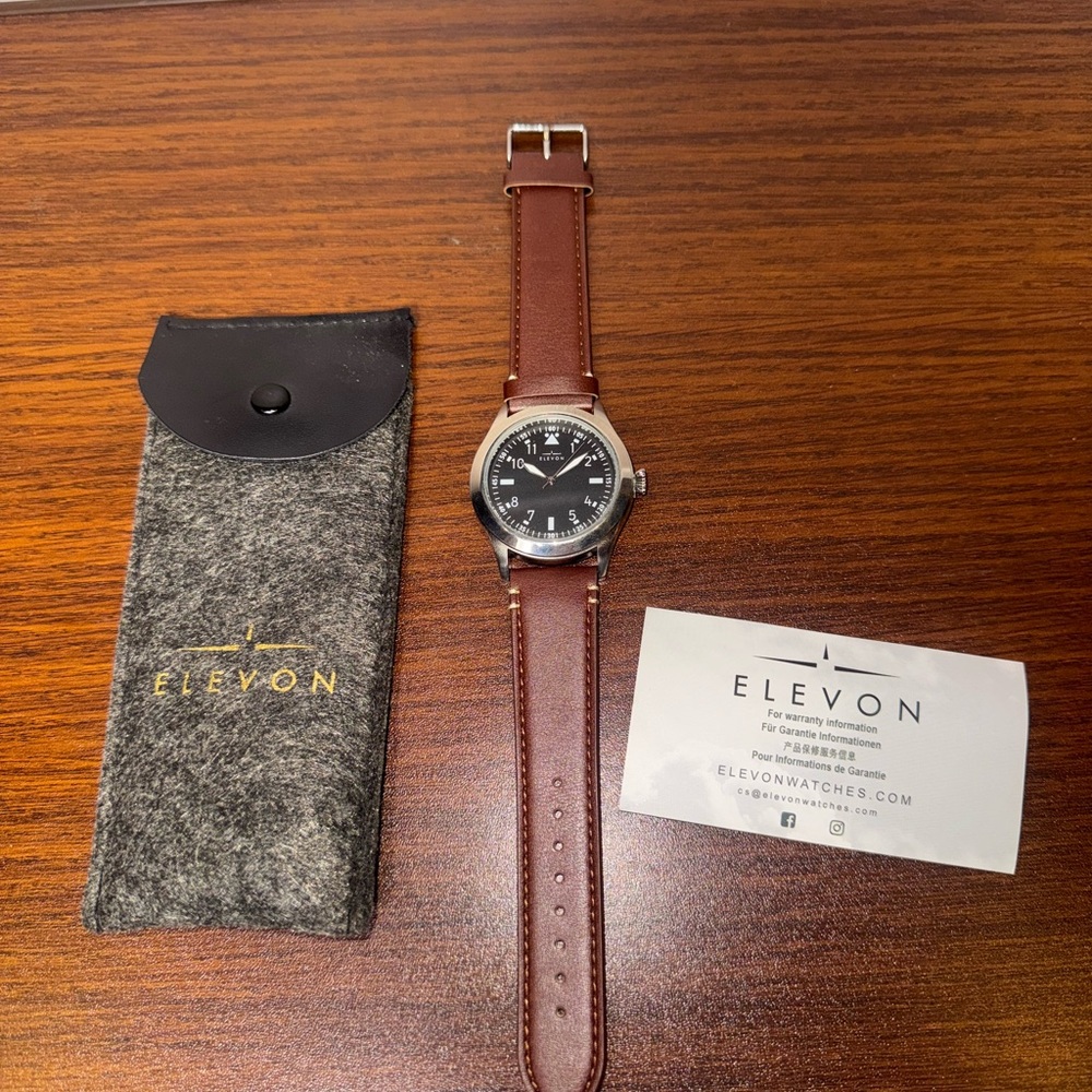 Elevon Brown Leather Strap Watch